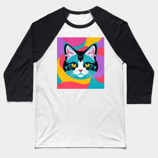 Bright pop art Cat Baseball T-Shirt
